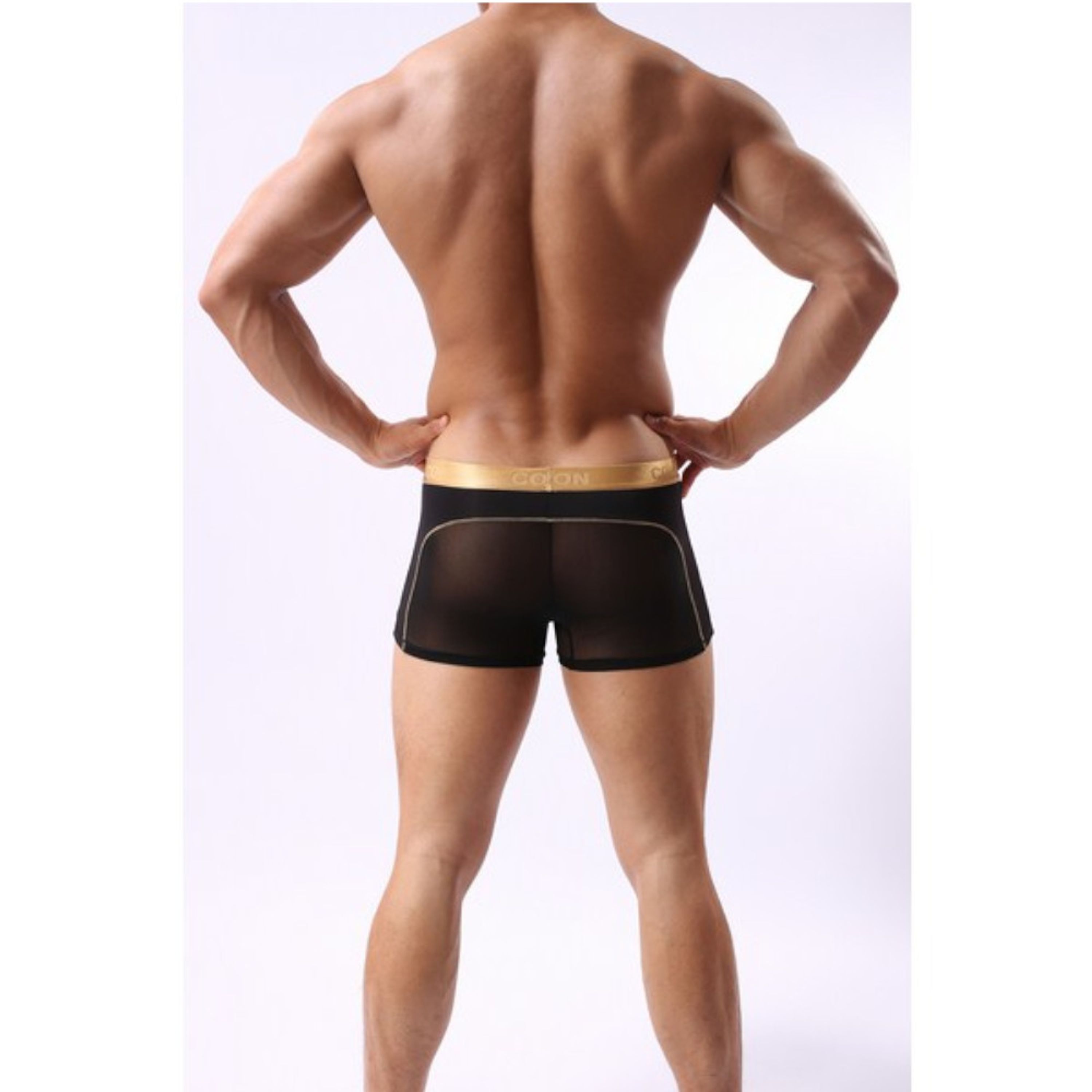 Мужские трусы боксеры с золотым поясом Cockon Boxer Black 828 фото 1