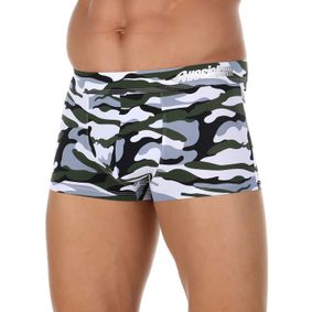 Фото Мужские трусы хипсы белые с камуфляжным принтом Aussiebum