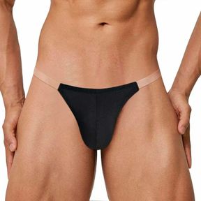 Фото Мужские трусы танга черные с прозрачными вставками ADANNU AN749-2