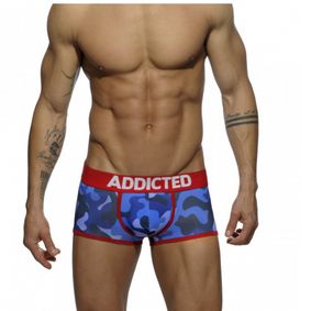 Фото Мужские трусы хипсы камуфляжные синие с красной резинкой Addicted