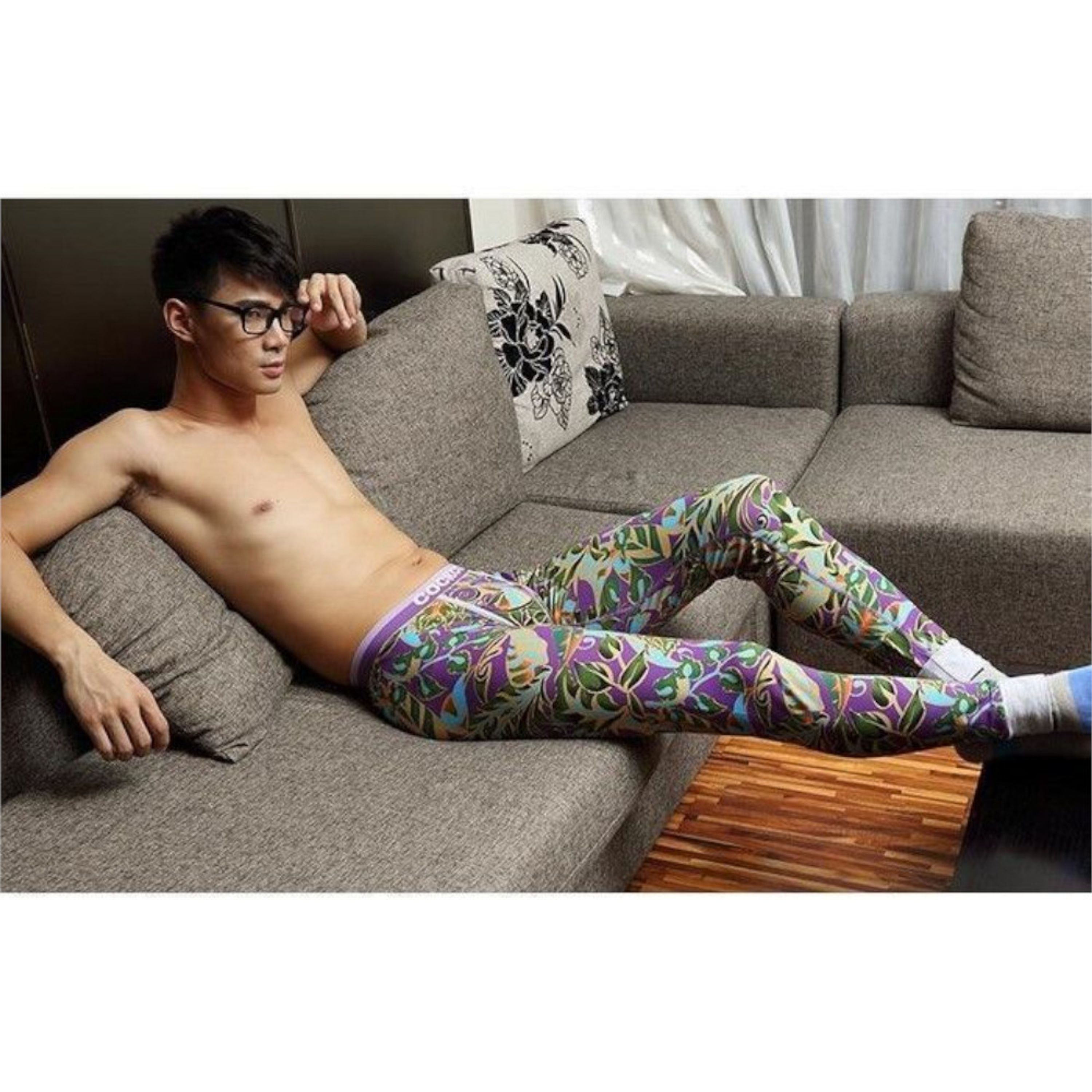 Мужские кальсоны с узором фиолетовые Cockcon MAN pants Violet 23715 фото 3