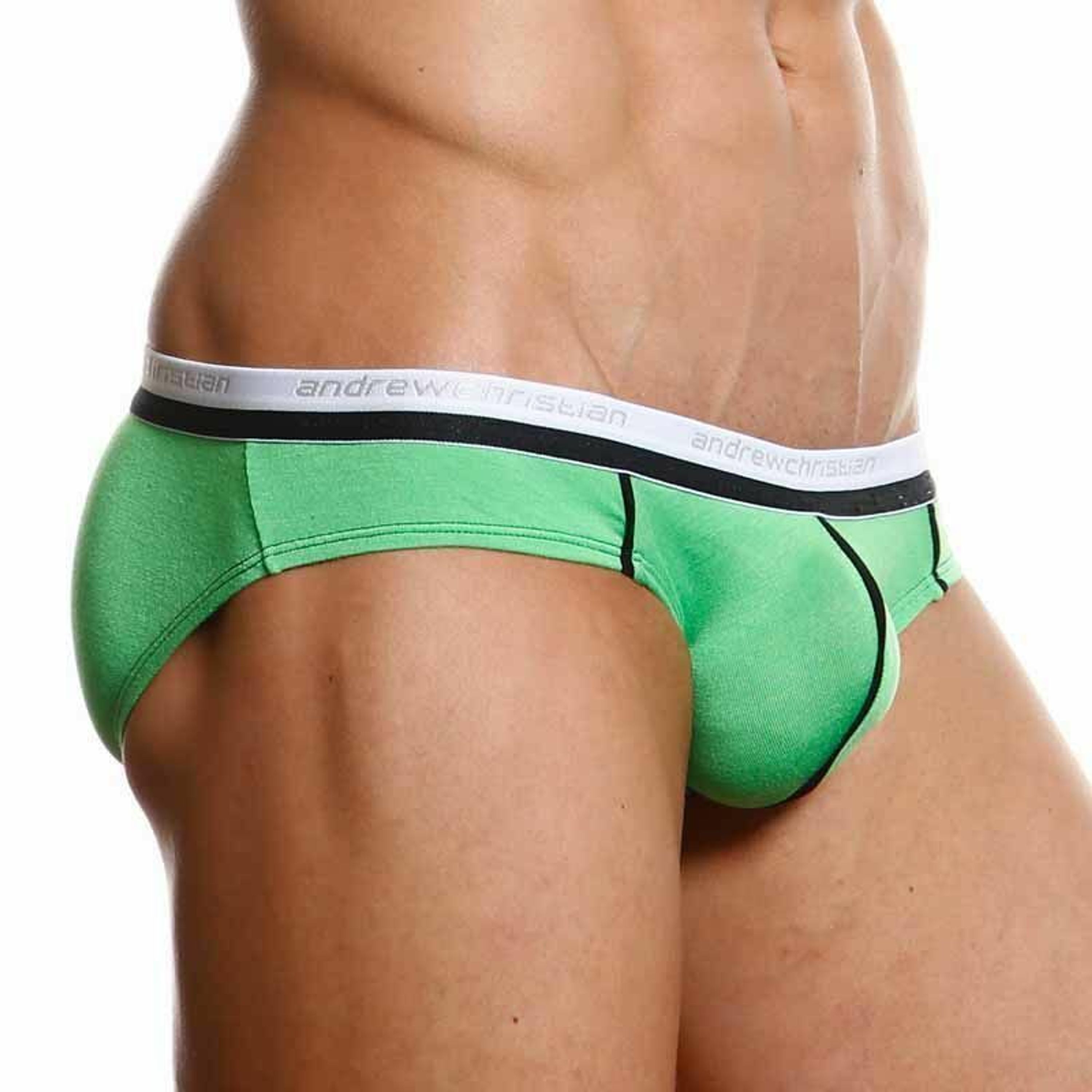Мужские трусы слипы зеленые Andrew Christian V Slim Holiday Brief Green фото 2