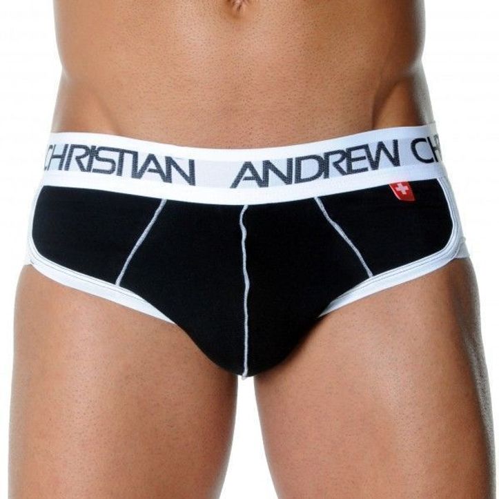 Мужские трусы брифы черные с задним пуш ап Andrew Christian Active Shape Black Brief  AC54 
