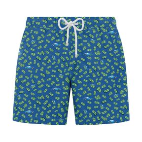 Фото Мужские шорты пляжные синие с принтом JOHN FRANK JFSSSWL113-NO MONEY