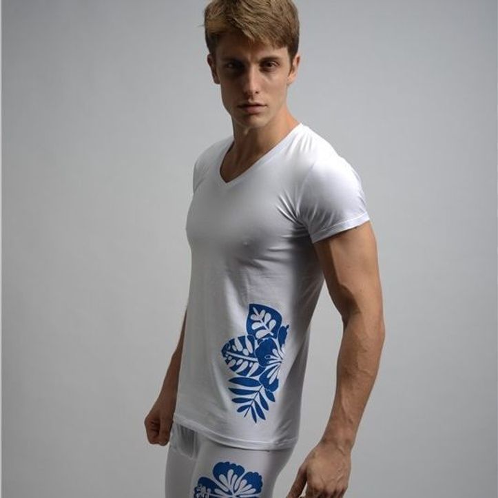 Мужская футболка белая с синим узором Shino White фото 2