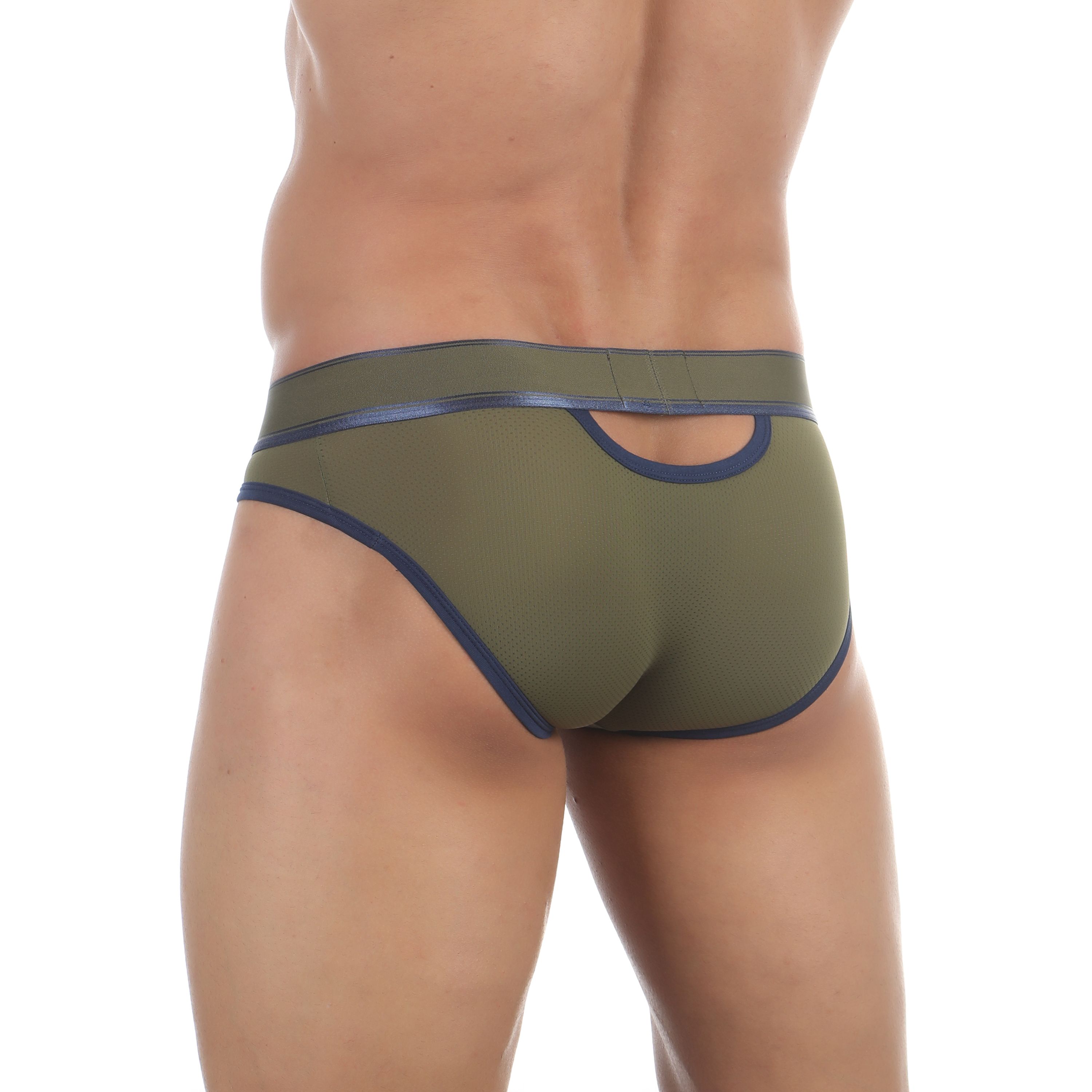 Мужские трусы слипы хаки с вырезом в сеточку AussieBum фото 2