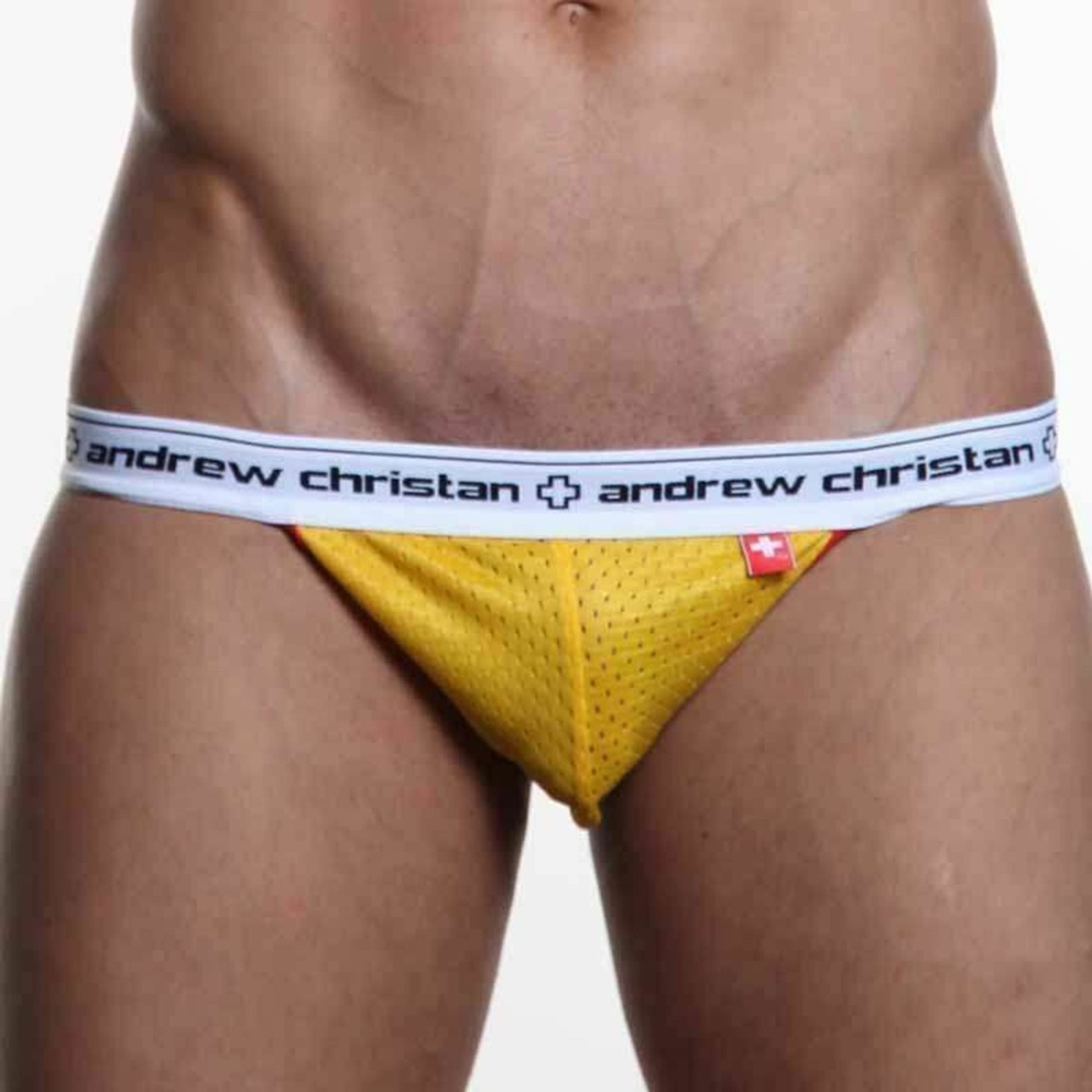 Мужские трусы джоки желтые с белой резинкой Andrew Christian AC00082 фото 2