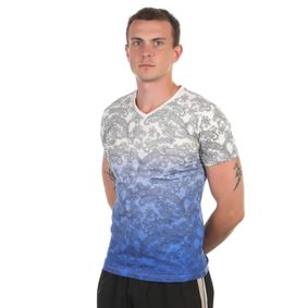 Фото Мужская футболка белая с голубым градиентом и принтом ETRO