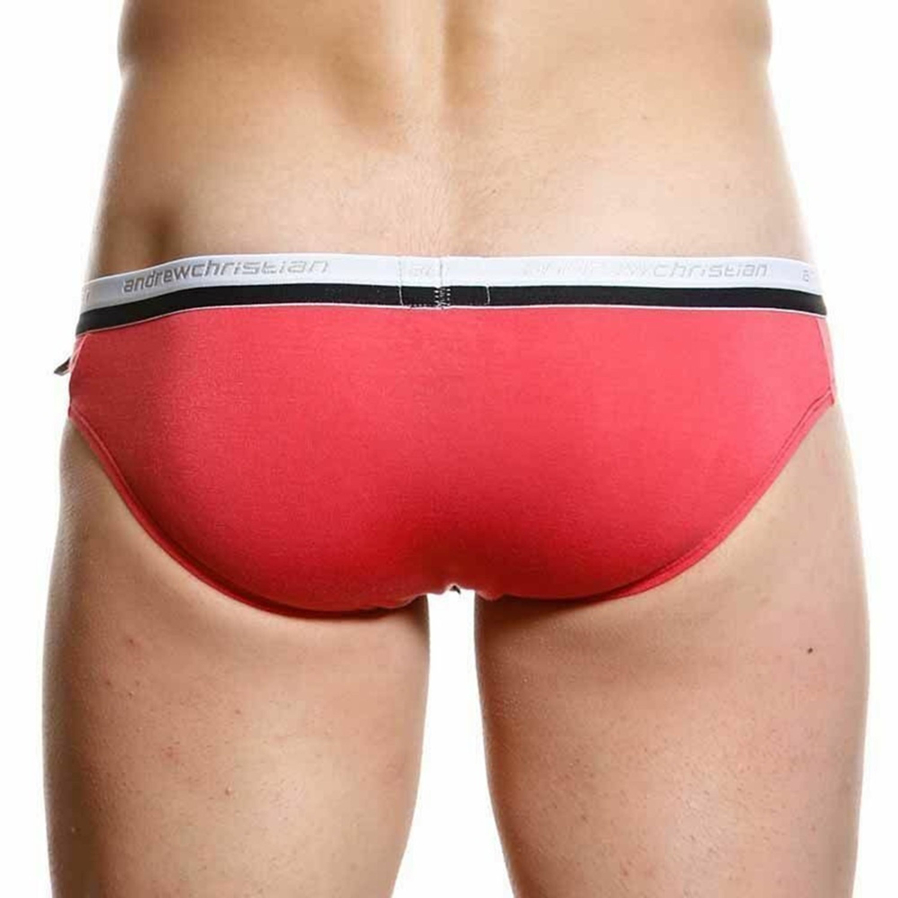 Мужские трусы слипы красные Andrew Christian V Slim Holiday Brief Red фото 4