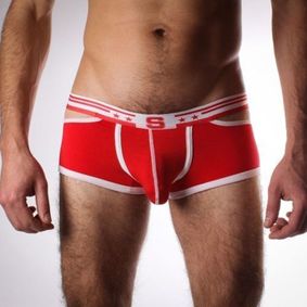Фото Мужские трусы хипсы с вырезами по бокам красные Seeinner Red Boxer