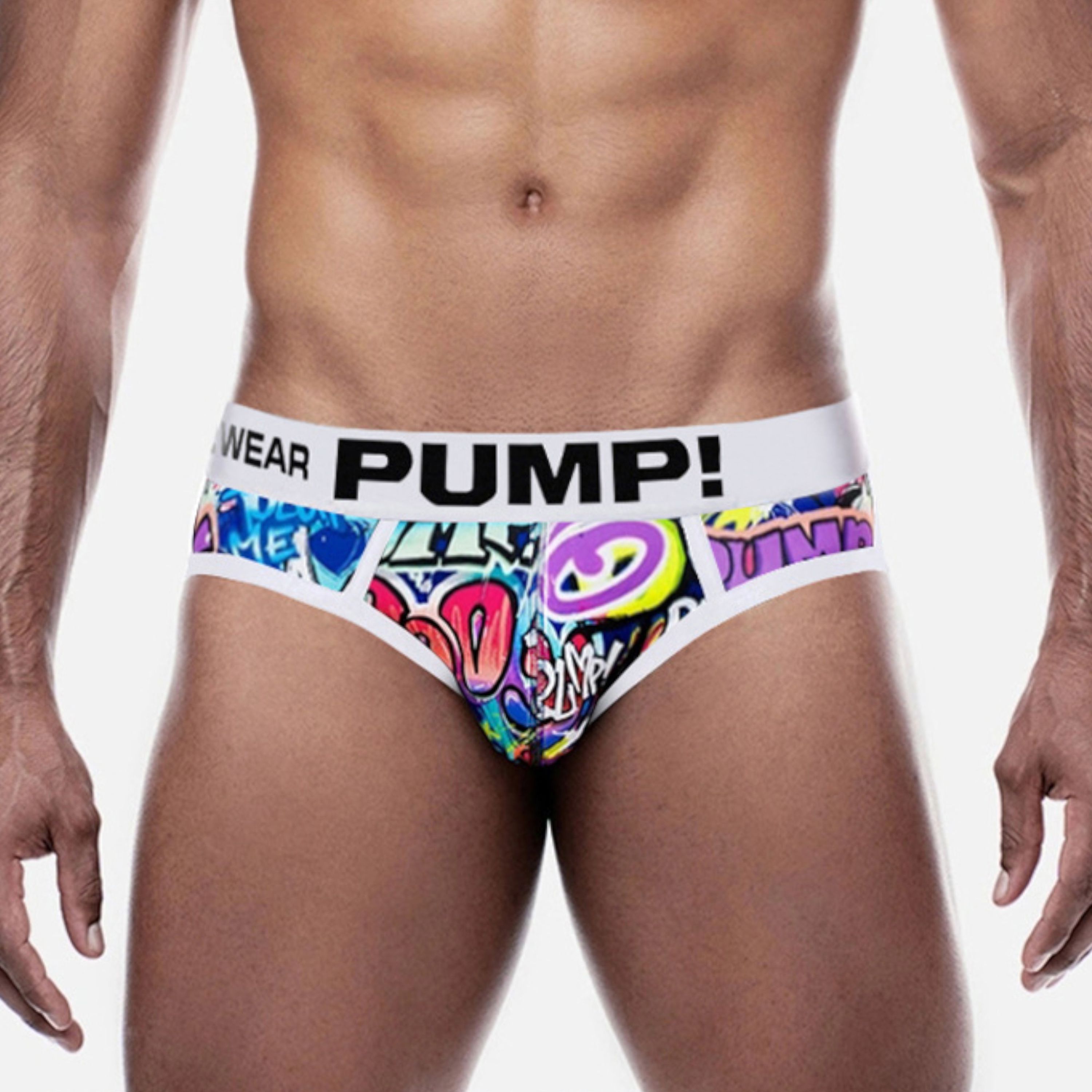 Мужские трусы слипы белые с принтом PUMP! MP223-1 фото 1
