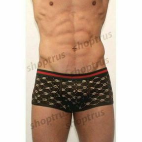 Фото Мужские трусы хипсы коричневые Gucci Hip Boxer