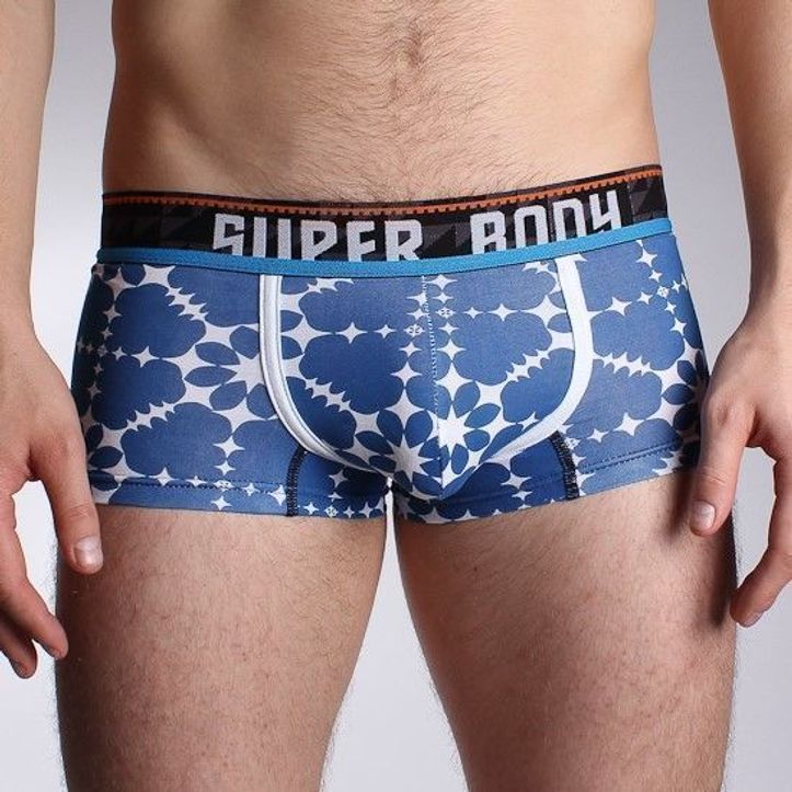 Мужские трусы боксеры синие с узором Superbody Blue Boxer 