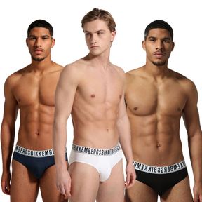 Фото Мужские трусы брифы (белый, темно-синий, черный) набор 3в1 Bikkembergs ESSENTIAL BKK1USP01TR