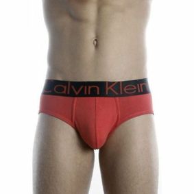 Фото Мужские трусы брифы красные Calvin Klein Steel Black Waistband Red