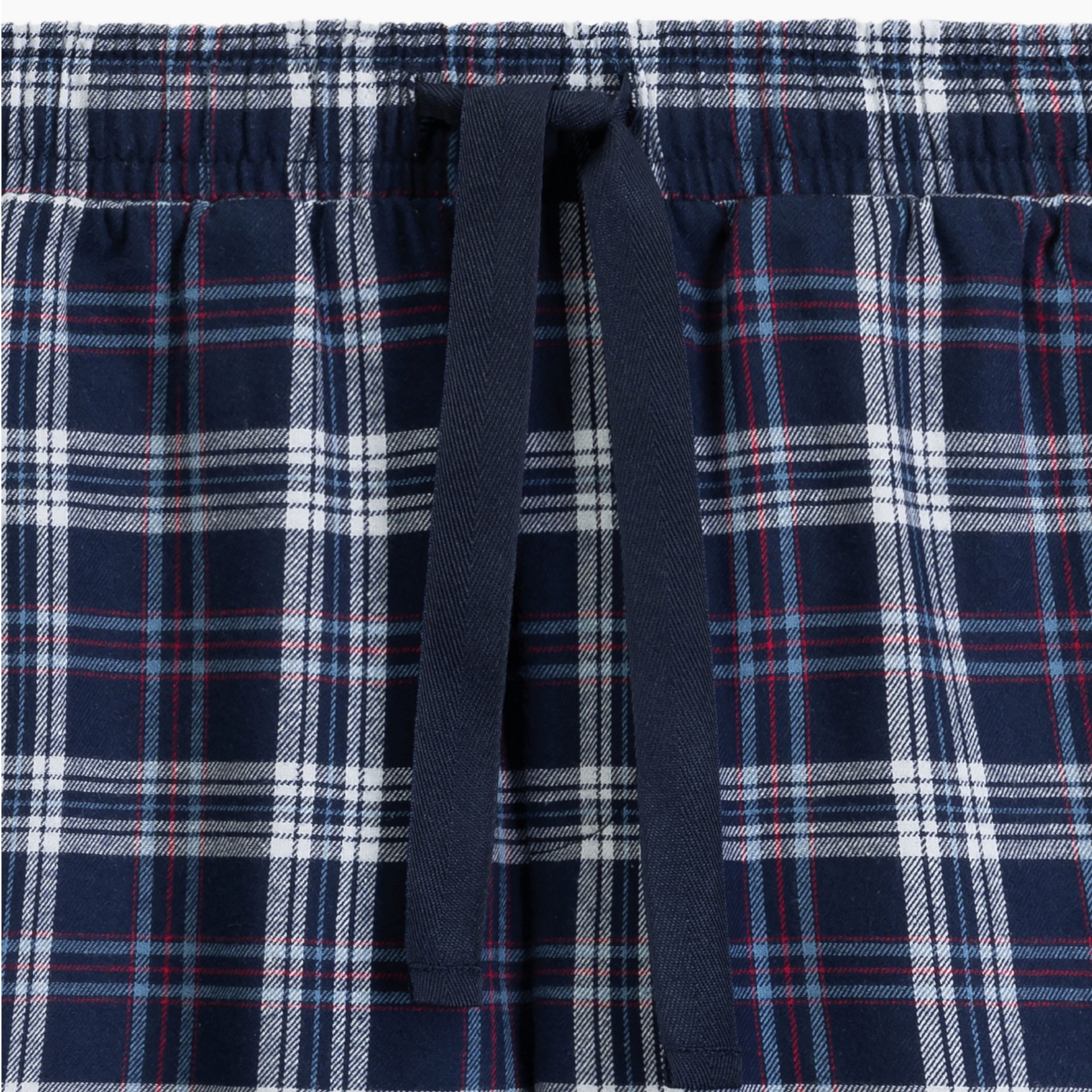 Пижама мужская темно-голубая с штанами в клетку ATLANTIC Flannel Check NMP-393 фото 5