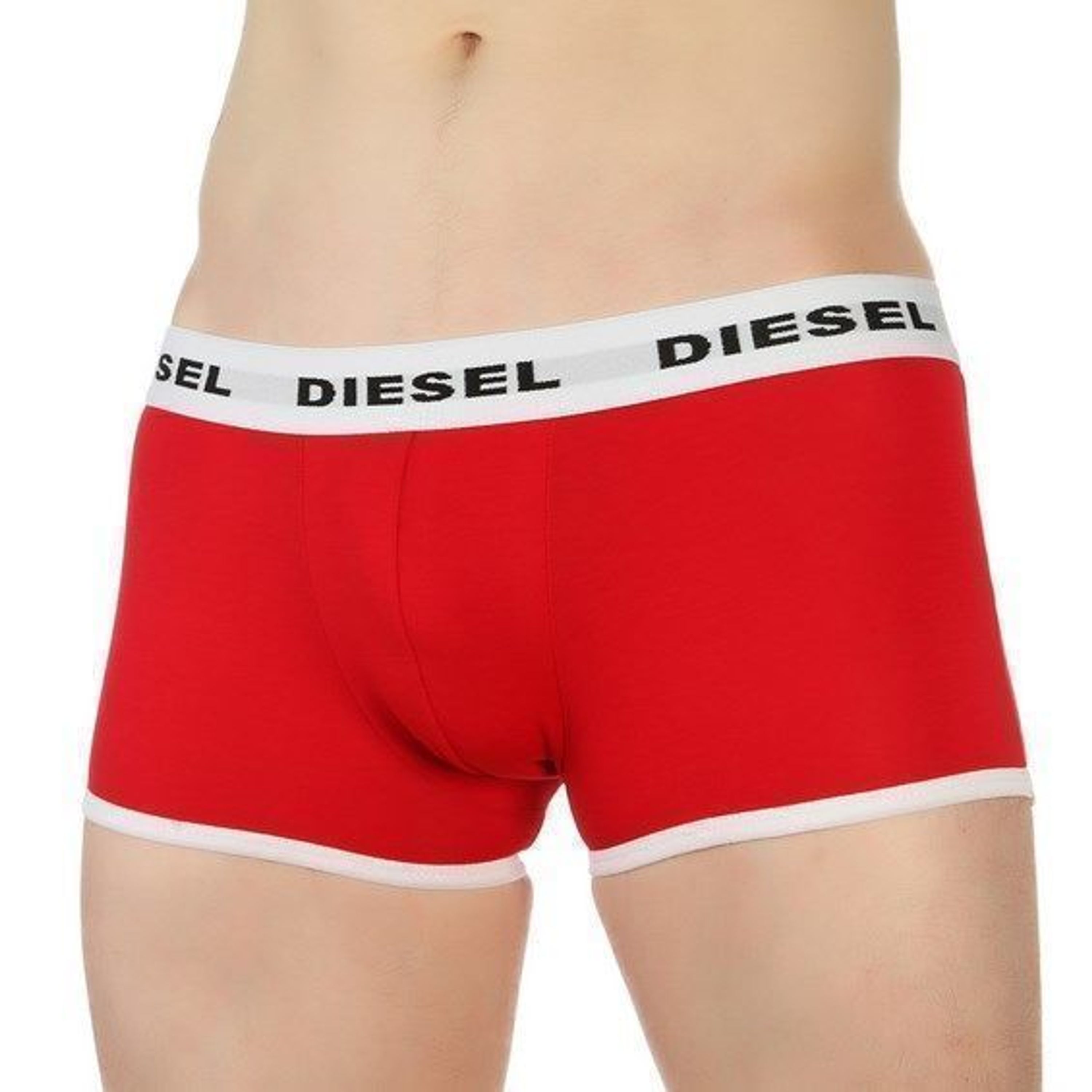 Мужские трусы боксеры красные с белой резинкой Diesel фото 1