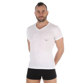Фото Мужская футболка с v-вырезом белая Emporio Armani 110810_CC716 00010