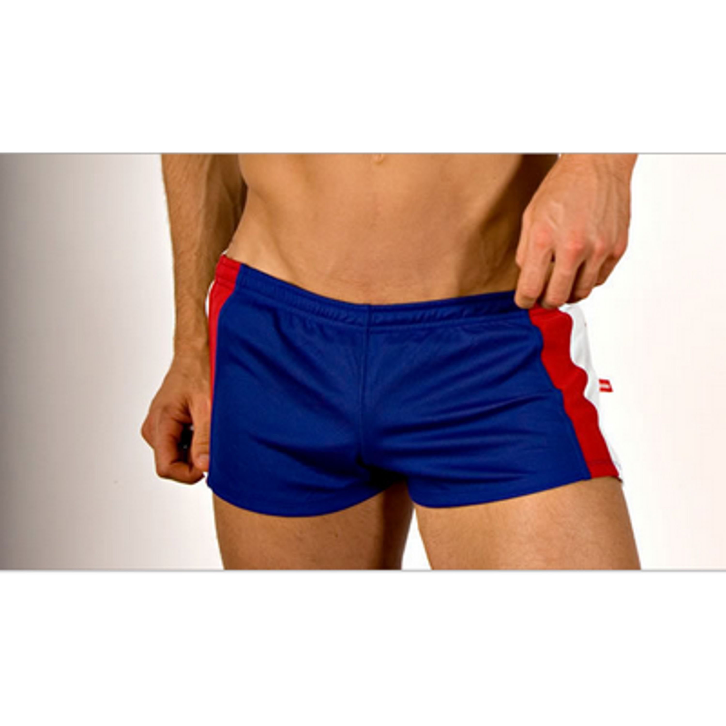 Мужские шорты ультракороткие пляжные синего цвета с полосками AussieBum Shorts Blue фото 2