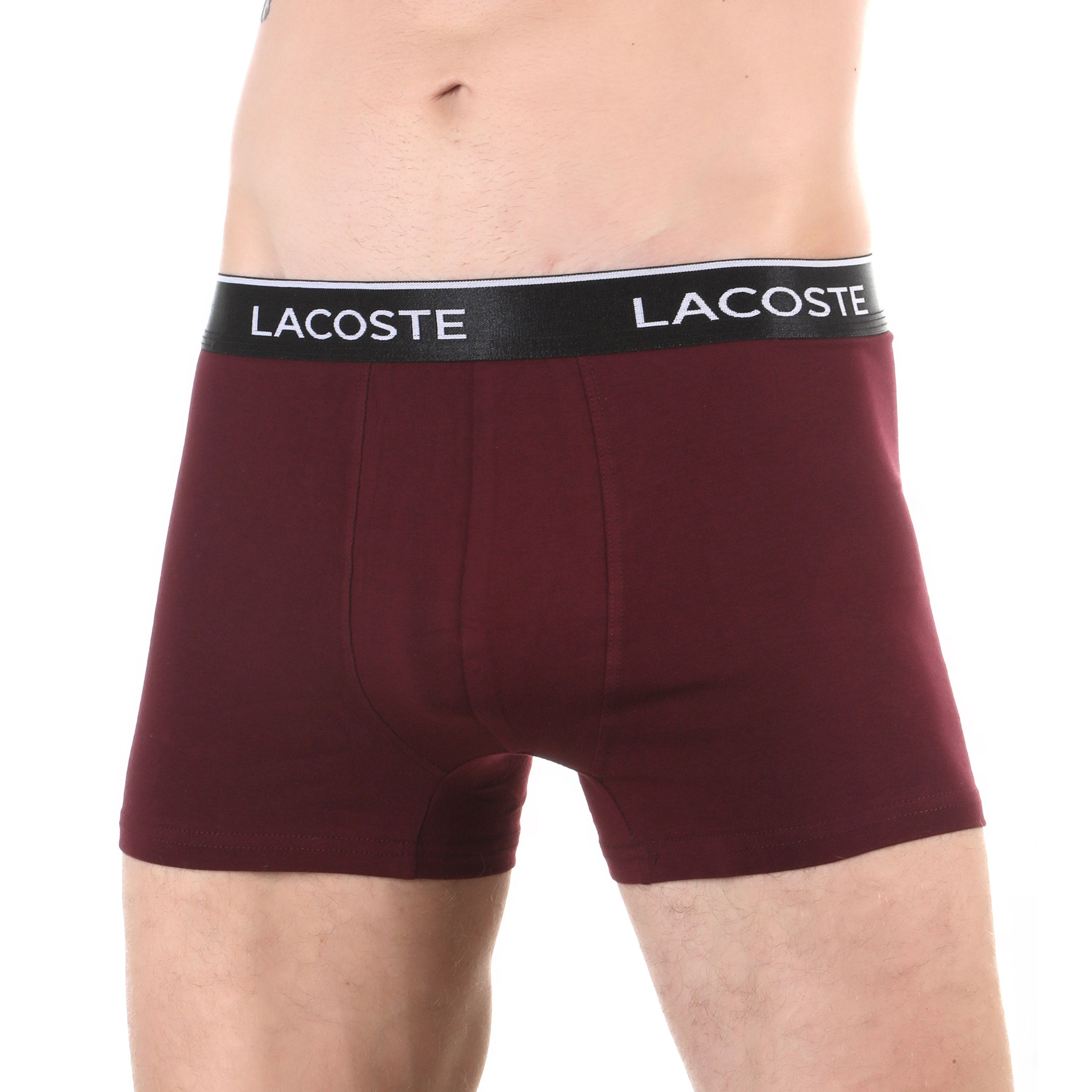Мужские трусы боксеры бордовые Lacoste фото 1