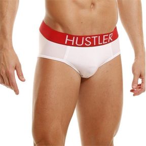 Фото Мужские трусы брифы белые на широкой резинке из микрофибры Hustler