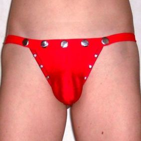 Фото Мужские трусы стринги красные String Red Button 1054
