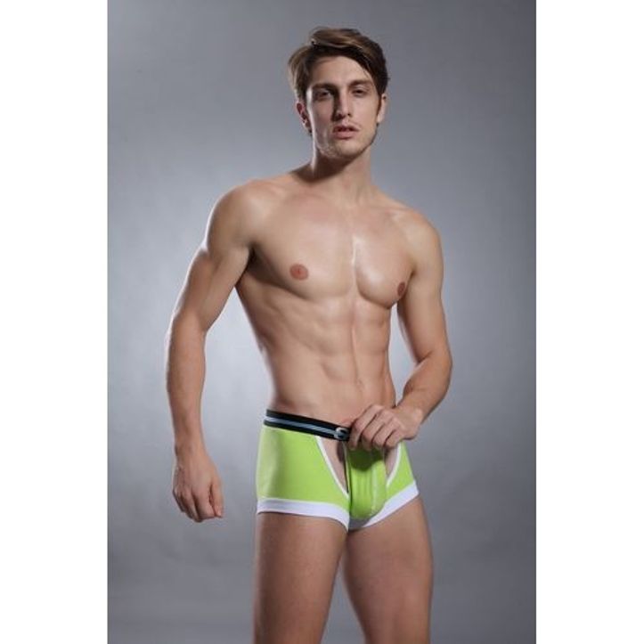 Мужские трусы хипсы салатовые с вырезами Superbody Lime Hip Boxer 