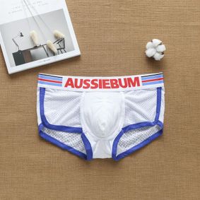 Фото Мужские трусы хипсы белые в сетку AUSSIEBUM