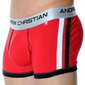 Фото Мужские трусы боксеры красные с пуш ап Andrew Christian Racer Shock Jock Red  AC52