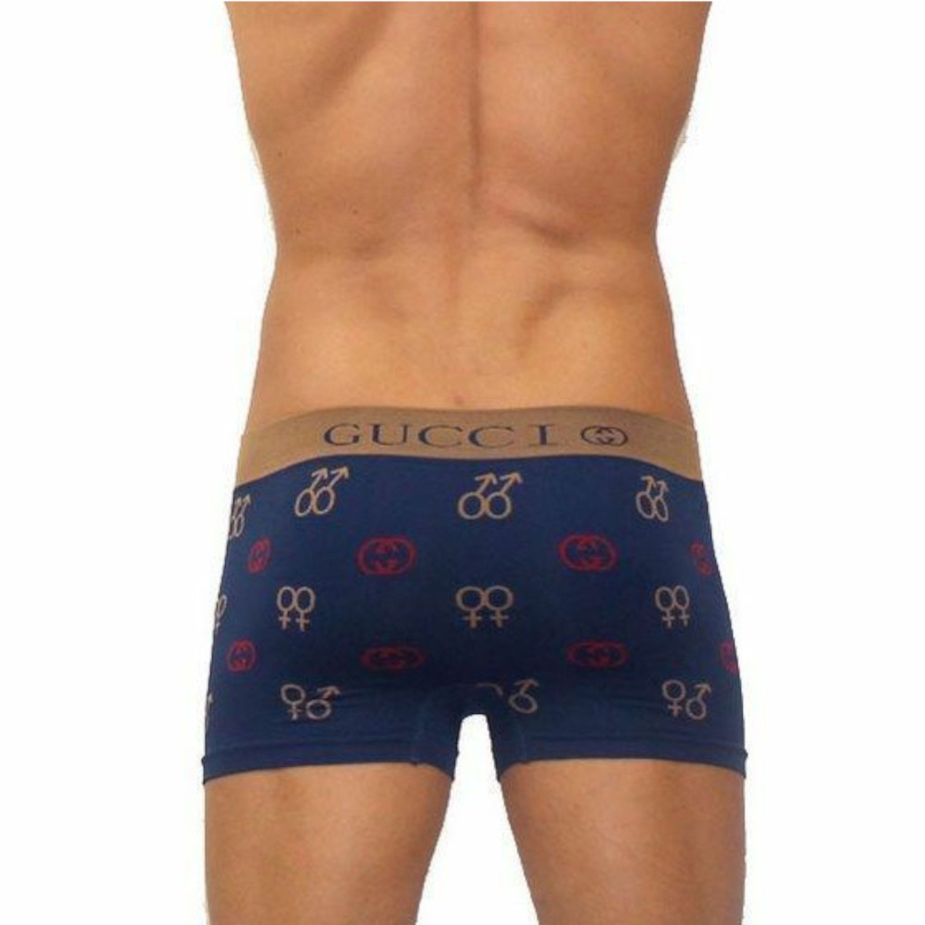 Мужские трусы бесшовные боксеры синие Gucci фото 3