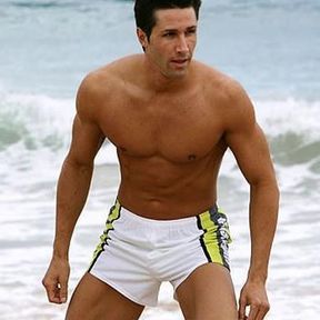 Фото  Мужские плавательные шорты Aussiebum Beach Short Yellow Stripe