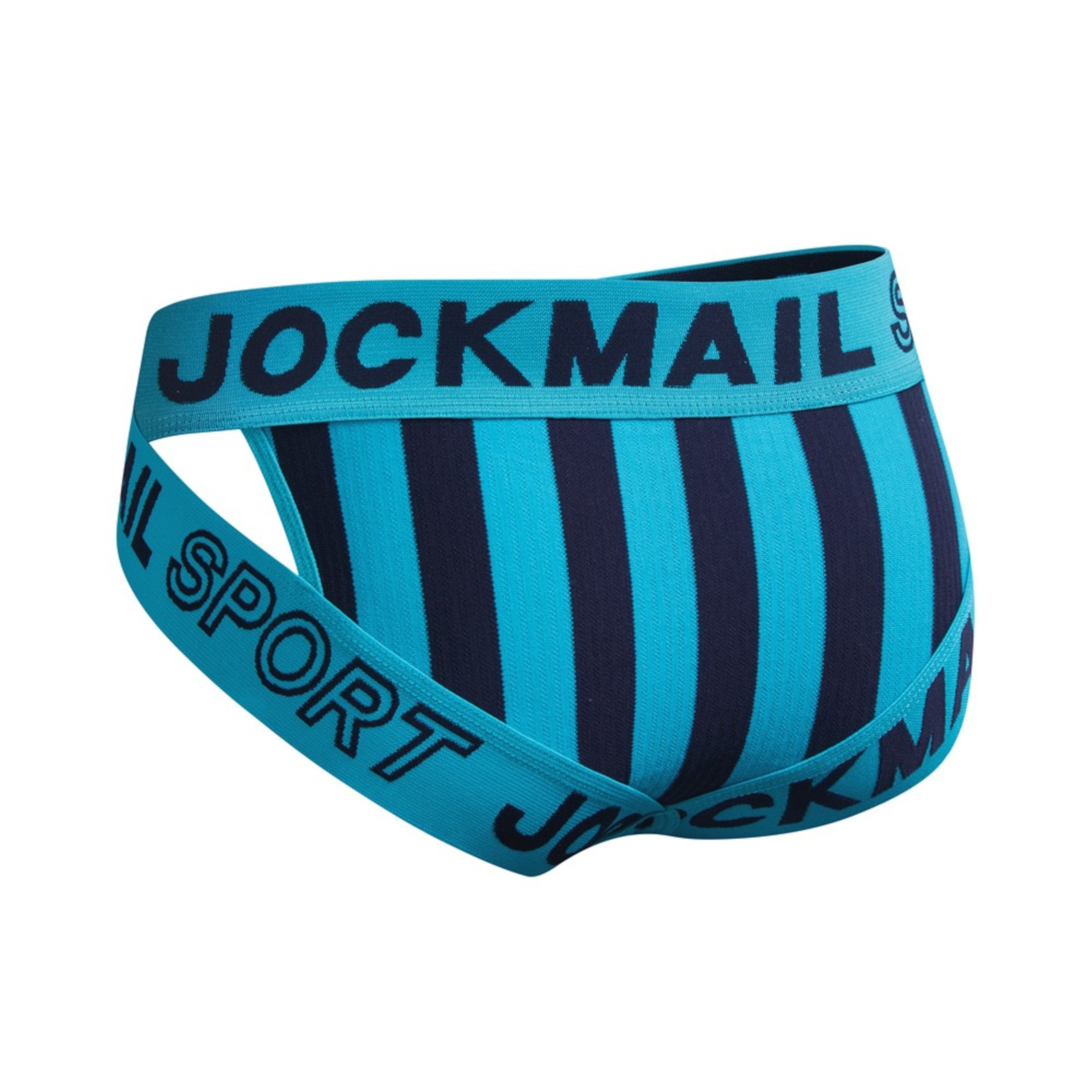 Мужские трусы брифы голубые с вырезами по бокам JOCKMAIL JM2026-17 фото 4