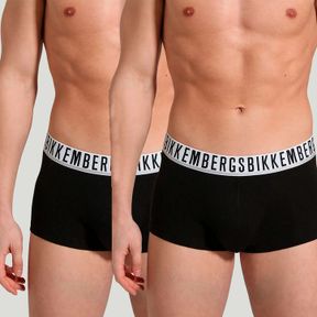 Фото Мужские трусы боксеры черные набор 2в1 Bikkembergs ESSENTIAL BKK1UTR01BI