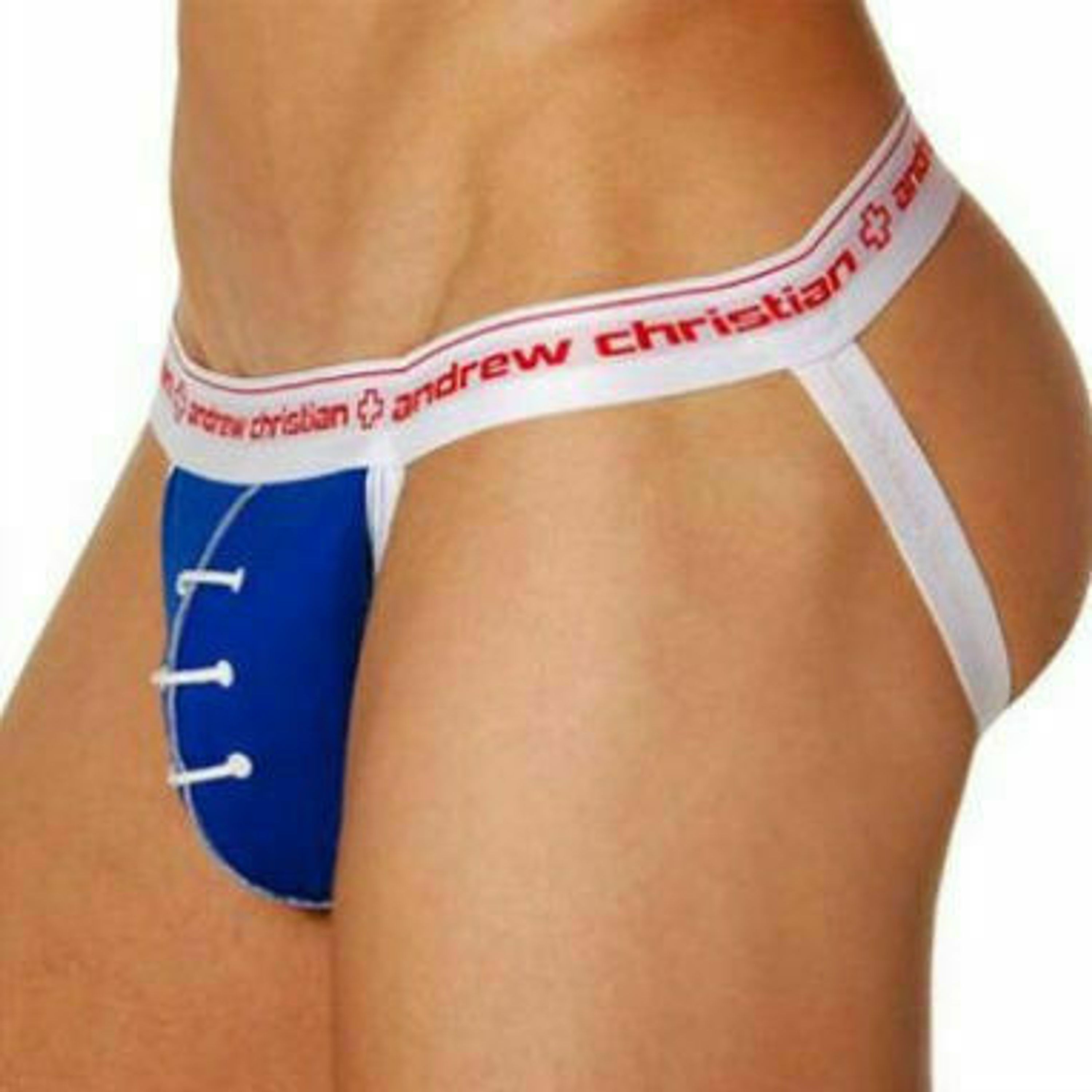 Мужские трусы джоки Andrew Christian Blue Footbal Jockstrap фото 2