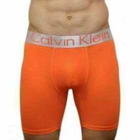 Фото Мужские трусы боксеры удлиненные Calvin Klein оранжевые 