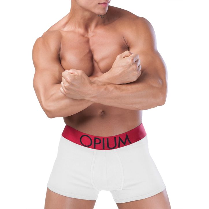 Мужские трусы боксеры белые с красной резинкой Opium Boxer R78 - купить  недорого в интернет-магазине