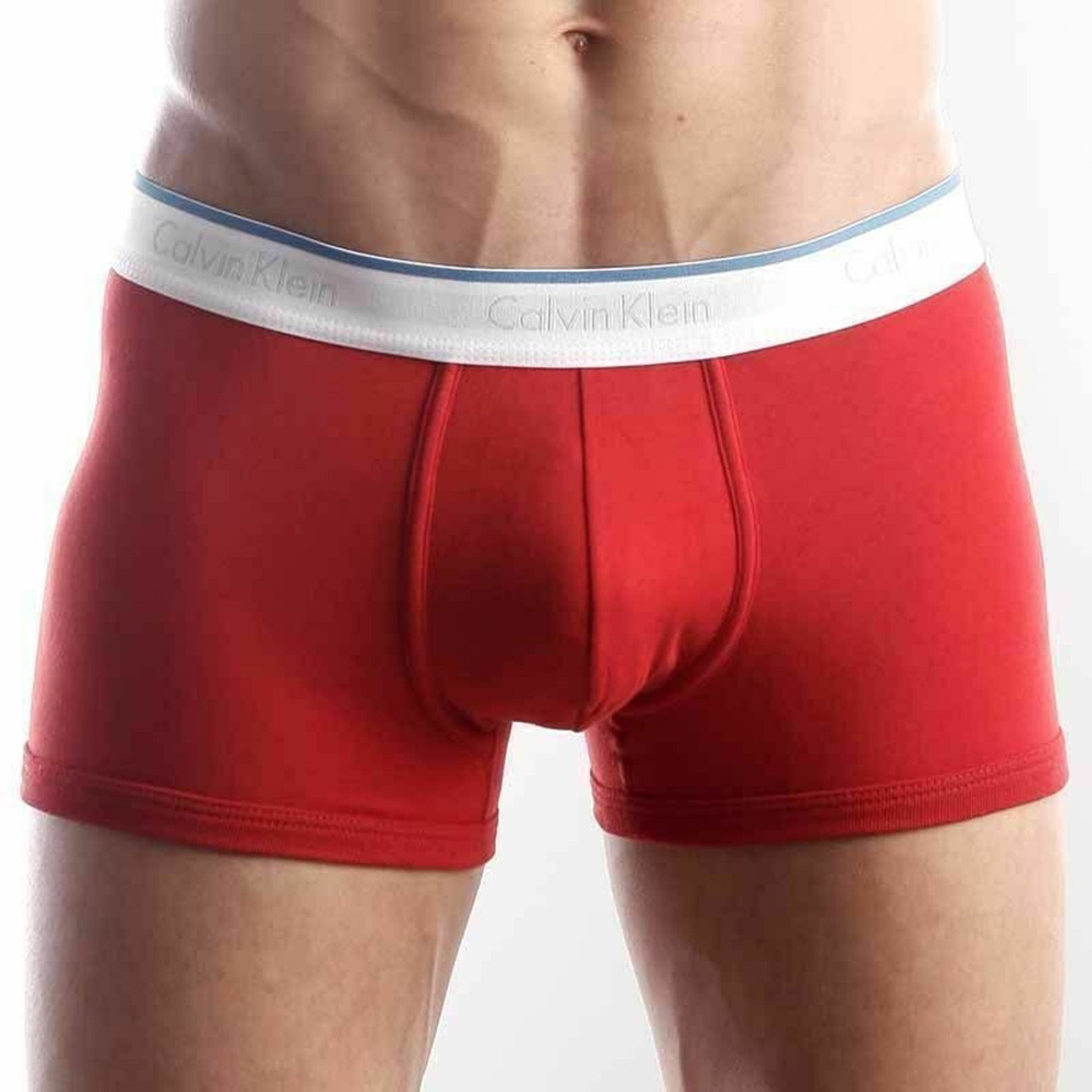  Мужские трусы боксеры Calvin Klein Tech Cool Cotton Red с синей окантовкой фото 2