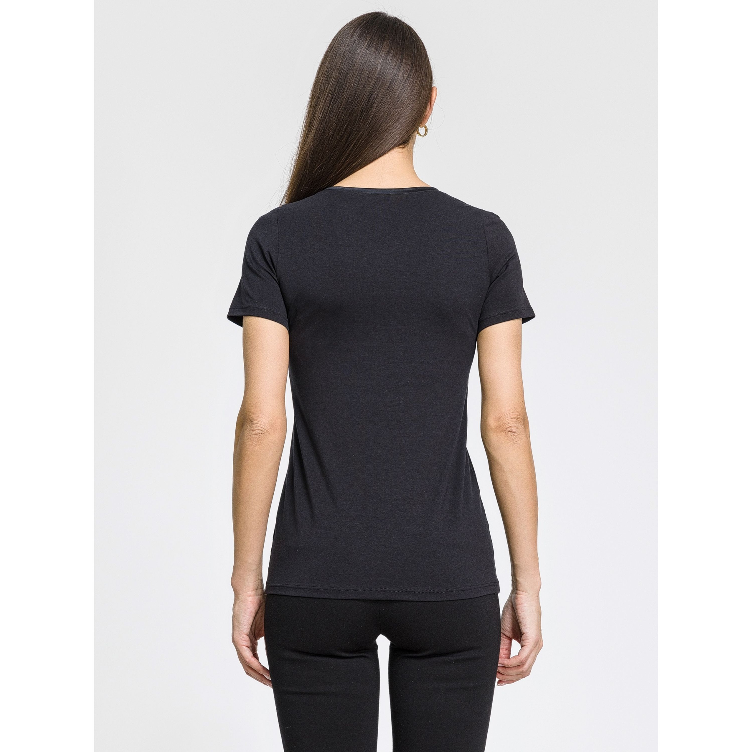 Женская футболка черная OROBLU Perfect Line VOBT01675 фото 2