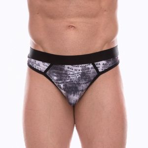 Фото Мужские трусы стринги темно-серые с принтом Don Moris DM072236
