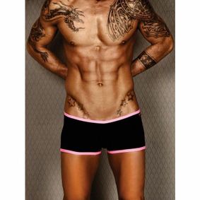 Фото Мужские трусы хипсы черные с розовой окантовкой Wild Milk Neon Stripes Boxer Black