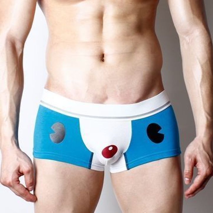  Мужские трусы хипсы с мультяшкой голубые Superbody Cartoon Bear Blue Hip Boxer 