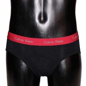 Фото Мужские трусы брифы черные с красной резинкой Calvin Klein CK00486