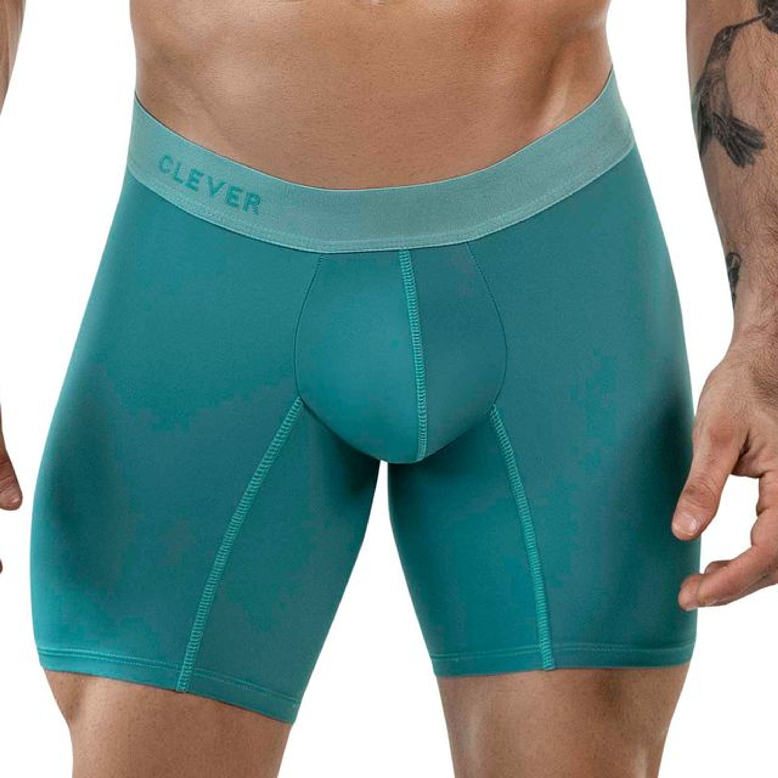 Мужские трусы боксеры зеленые удлиненные Clever Moda AUDAZ LONG BOXER 186810 фото 1