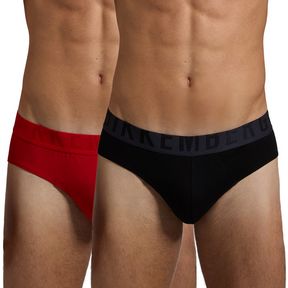 Фото Мужские трусы брифы (черный, красный) набор 2 в 1 Bikkembergs CUT BKK51USP22BI/2
