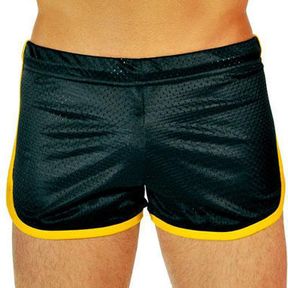 Фото  Мужские спортивные шорты Andrew Christian Retro Sports Mesh Gym Shorts Black Gold AC11