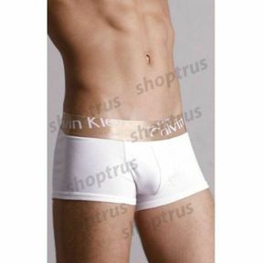 Фото Мужские трусы боксеры косые буквы белые Calvin Klein Boxer Bronze White