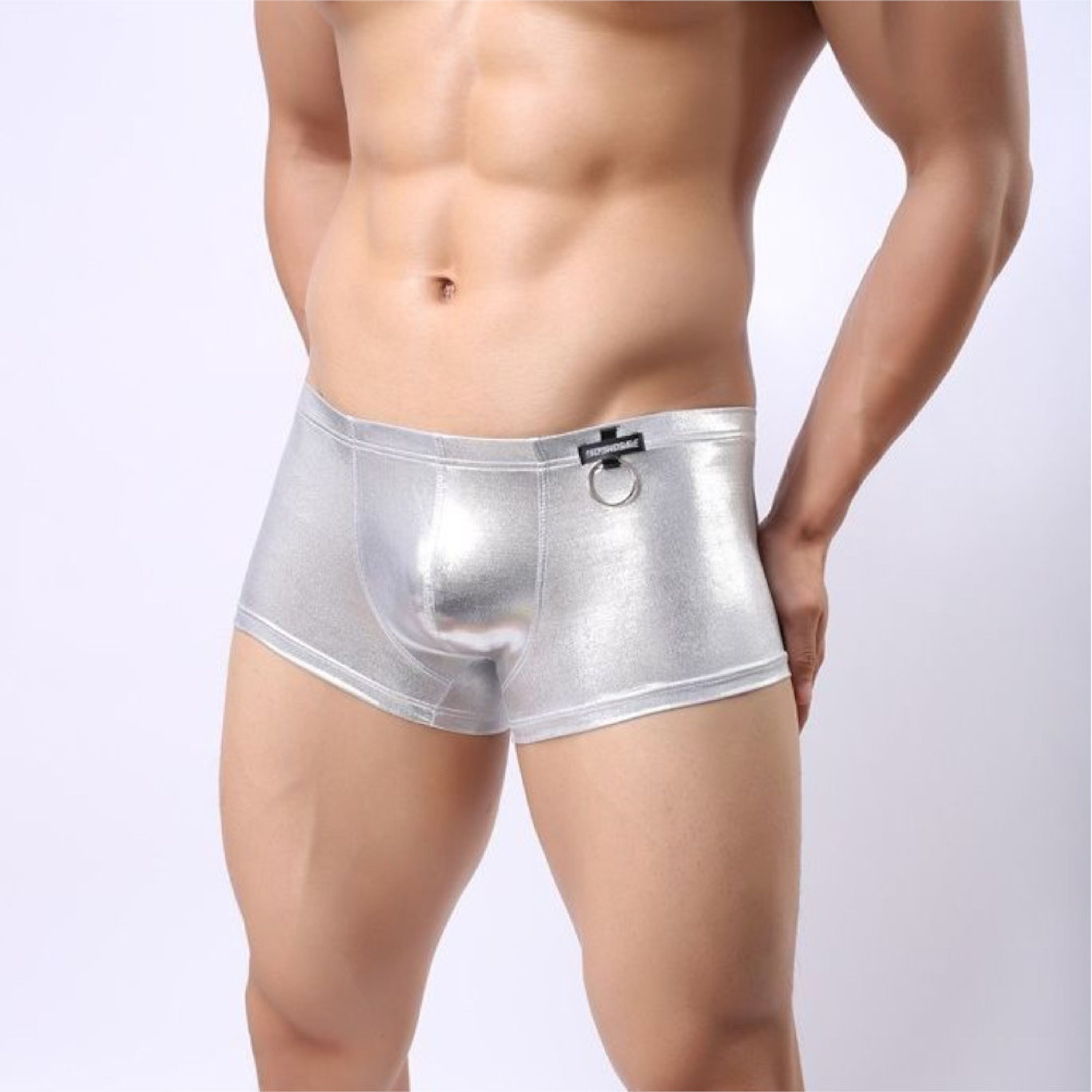Мужские трусы боксеры с кольцом серебристые WowHomme Silver фото 2