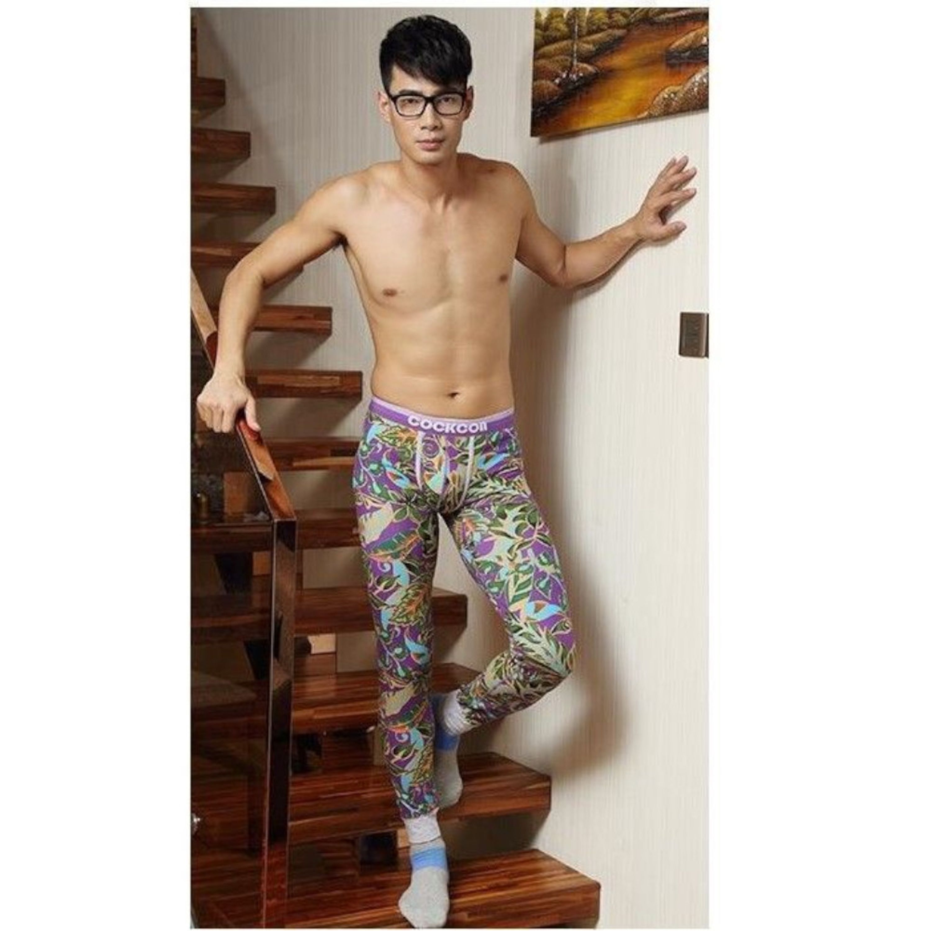 Мужские кальсоны с узором фиолетовые Cockcon MAN pants Violet 23715 фото 1