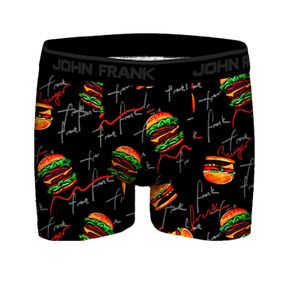 Фото Мужские трусы боксеры черные с принтом JOHN FRANK JFBD361-FRANK BURGER