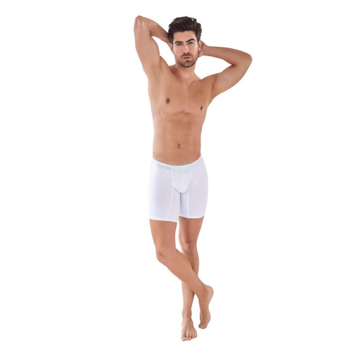 Мужские трусы боксеры белые удлиненные Clever CARIBBEAN LONG BOXER 088601 